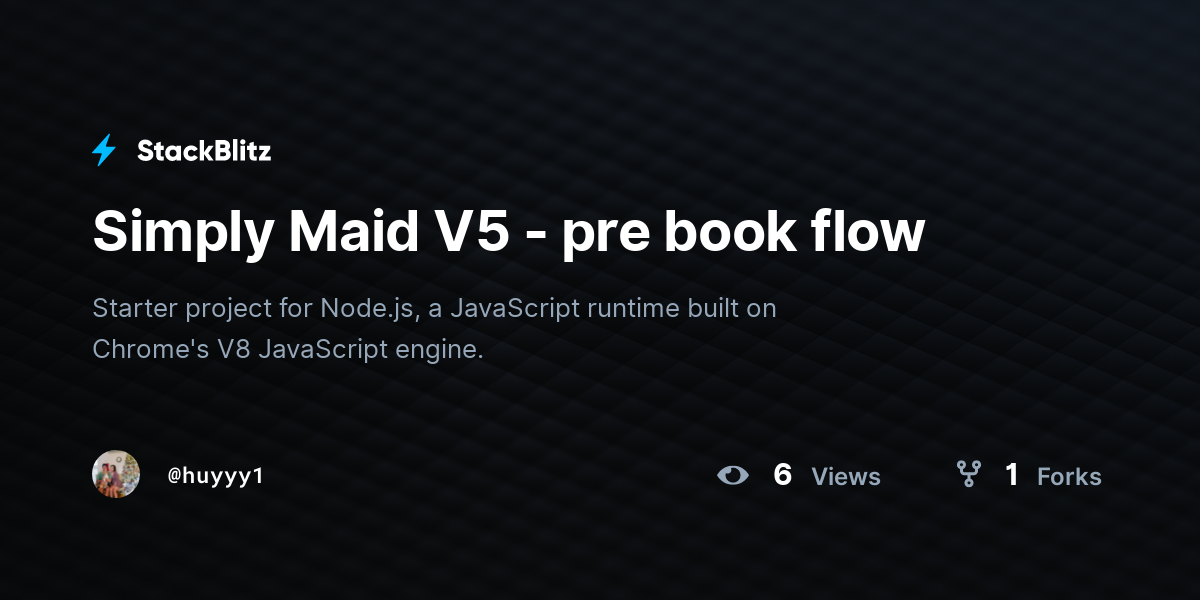 Simply Maid V5 - pre book flow - StackBlitz