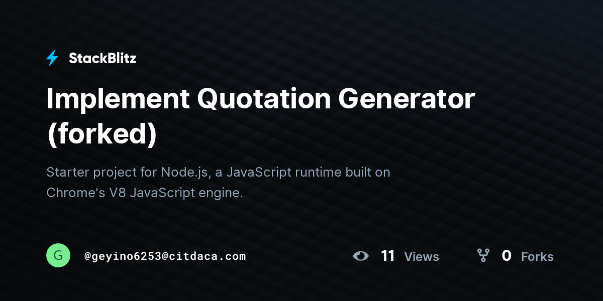Implement Quotation Generator (forked) - StackBlitz