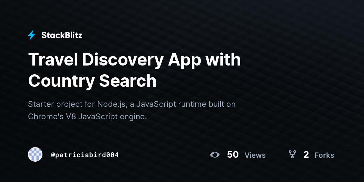 Travel Discovery App with Country Search - StackBlitz