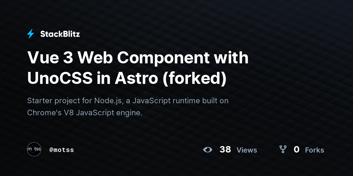 Vue 3 Web Component with UnoCSS in Astro (forked) - StackBlitz