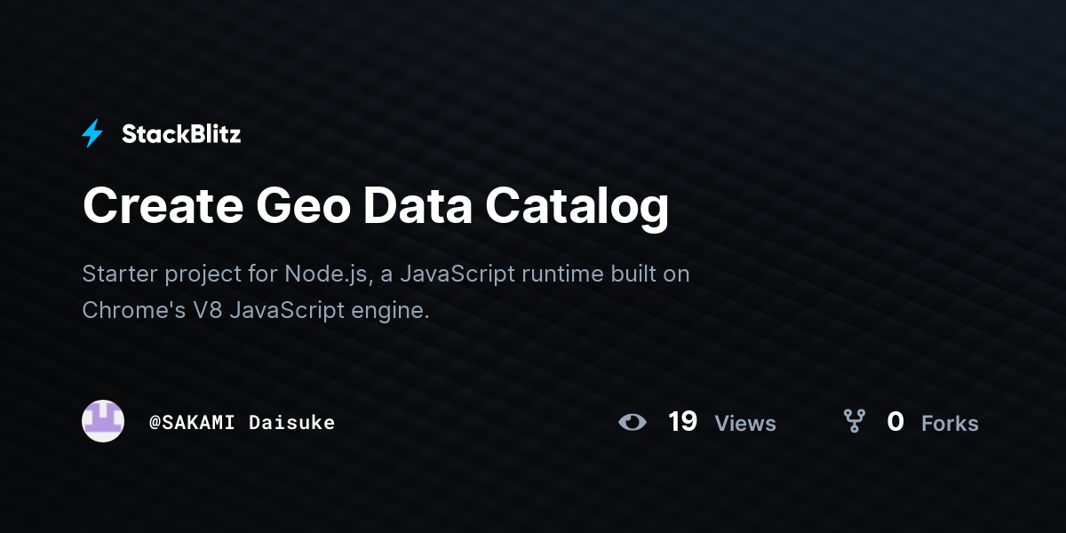 Create Geo Data Catalog - StackBlitz