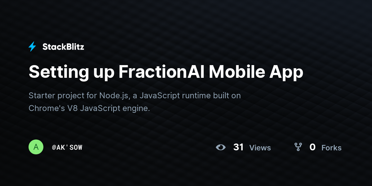 Setting up FractionAI Mobile App - StackBlitz
