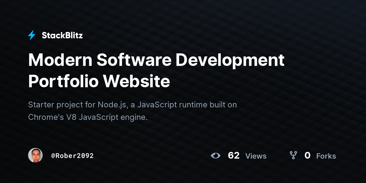 Modern Software Development Portfolio Website - StackBlitz