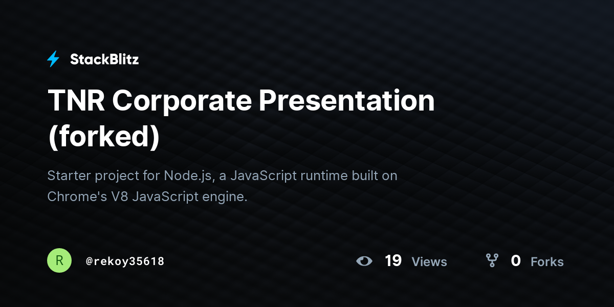 TNR Corporate Presentation (forked) - StackBlitz