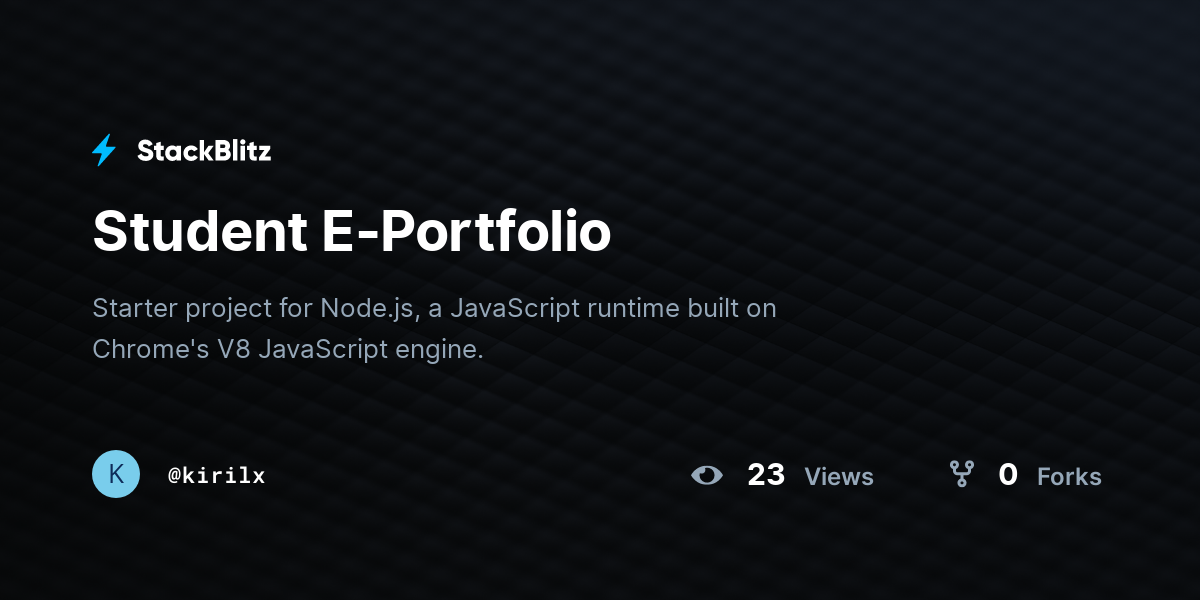 Student E-Portfolio - StackBlitz