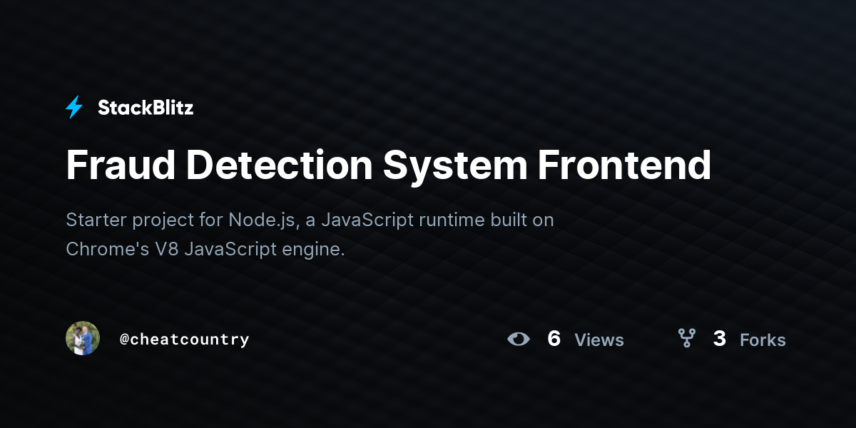 Fraud Detection System Frontend - StackBlitz