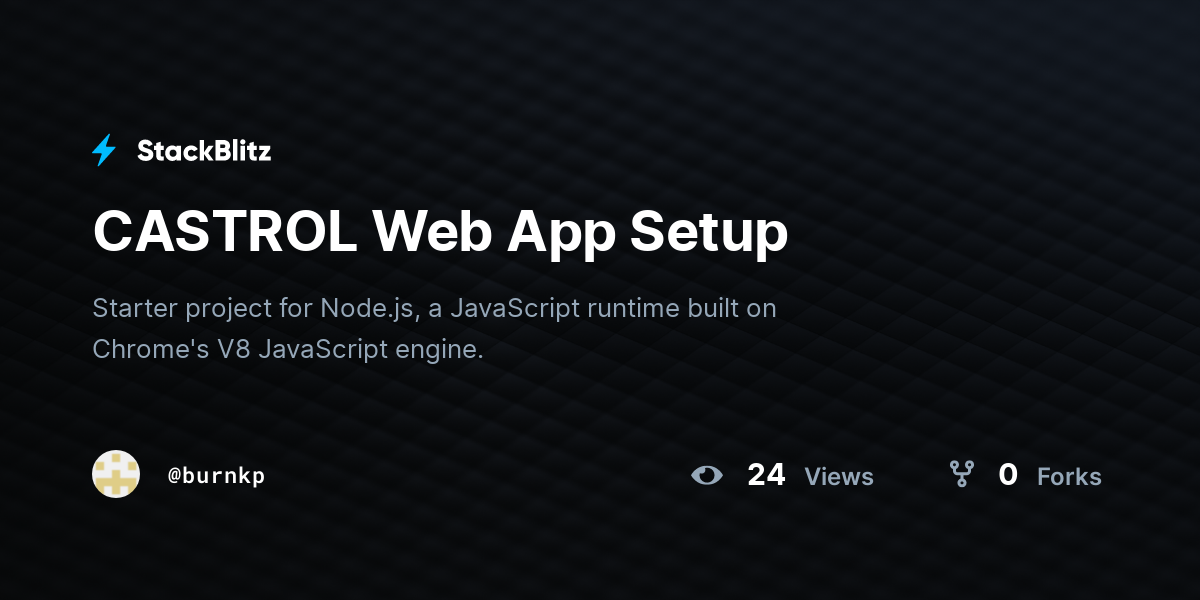CASTROL Web App Setup - StackBlitz