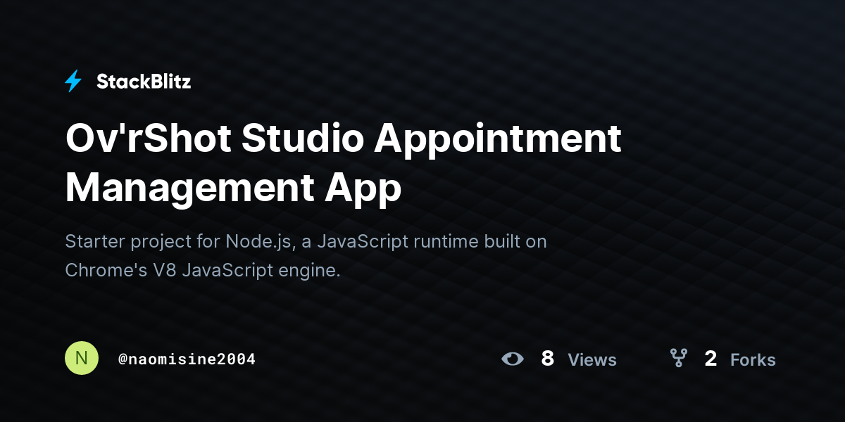 Ov'rShot Studio Appointment Management App - StackBlitz