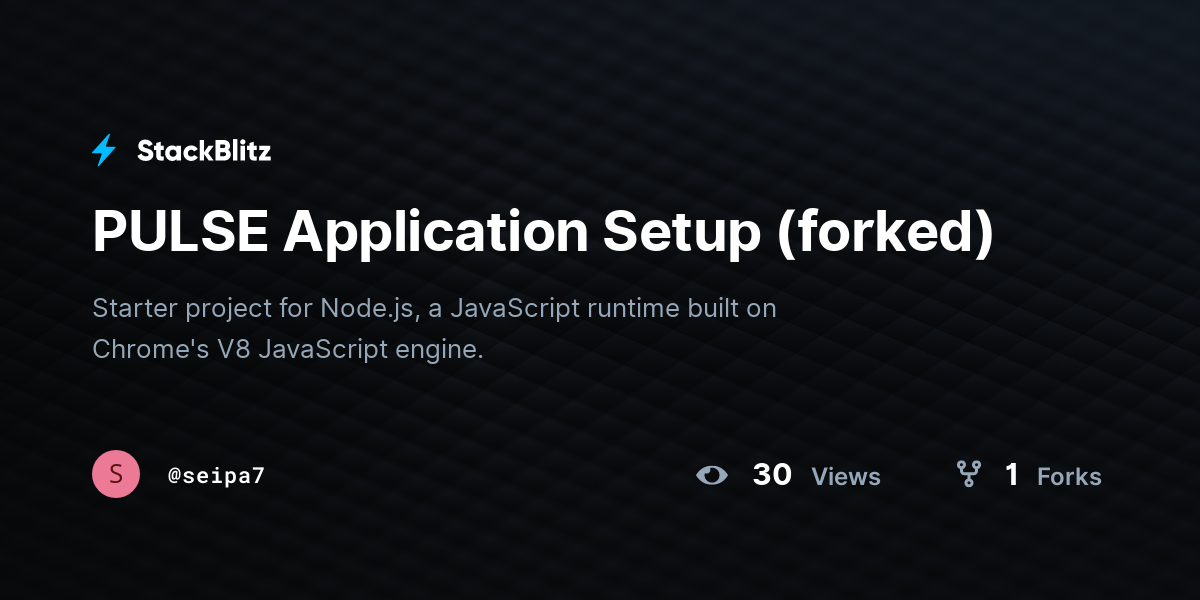 PULSE Application Setup (forked) - StackBlitz