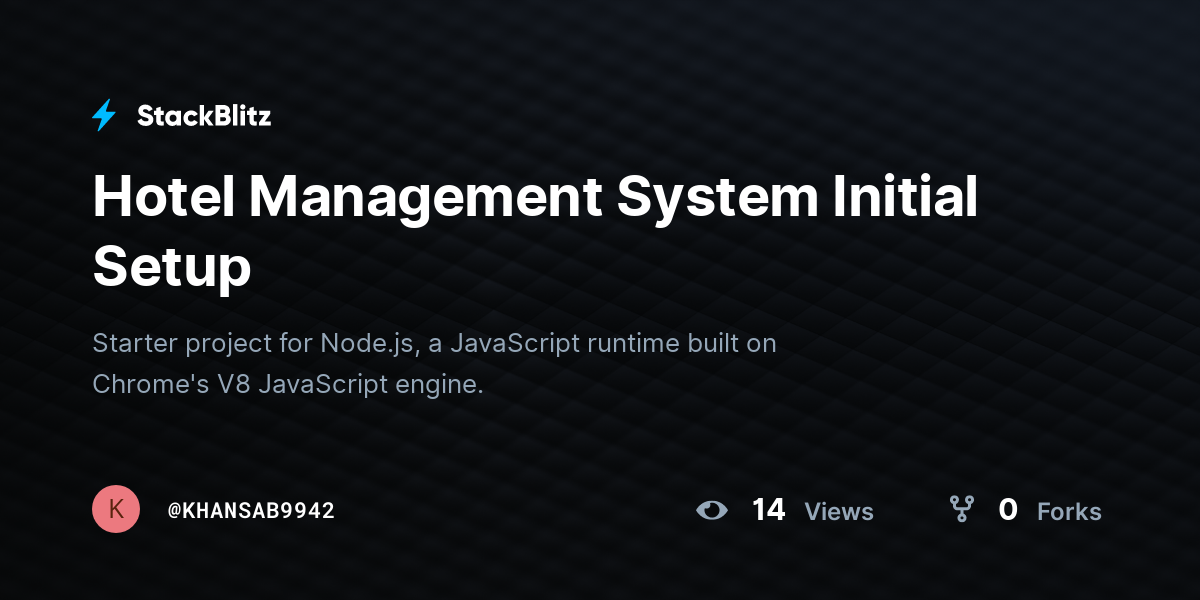 Hotel Management System Initial Setup - StackBlitz