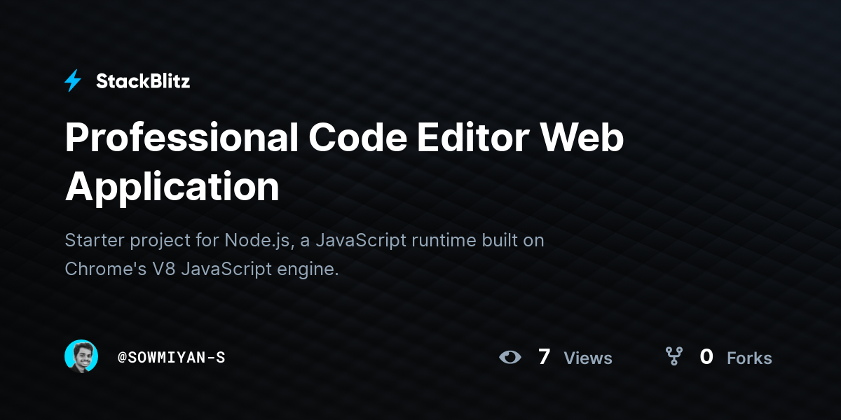 Professional Code Editor Web Application - StackBlitz