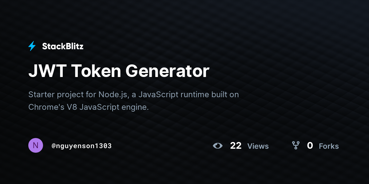 JWT Token Generator - StackBlitz