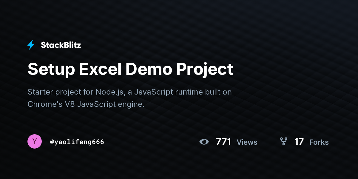 Setup Excel Demo Project - StackBlitz