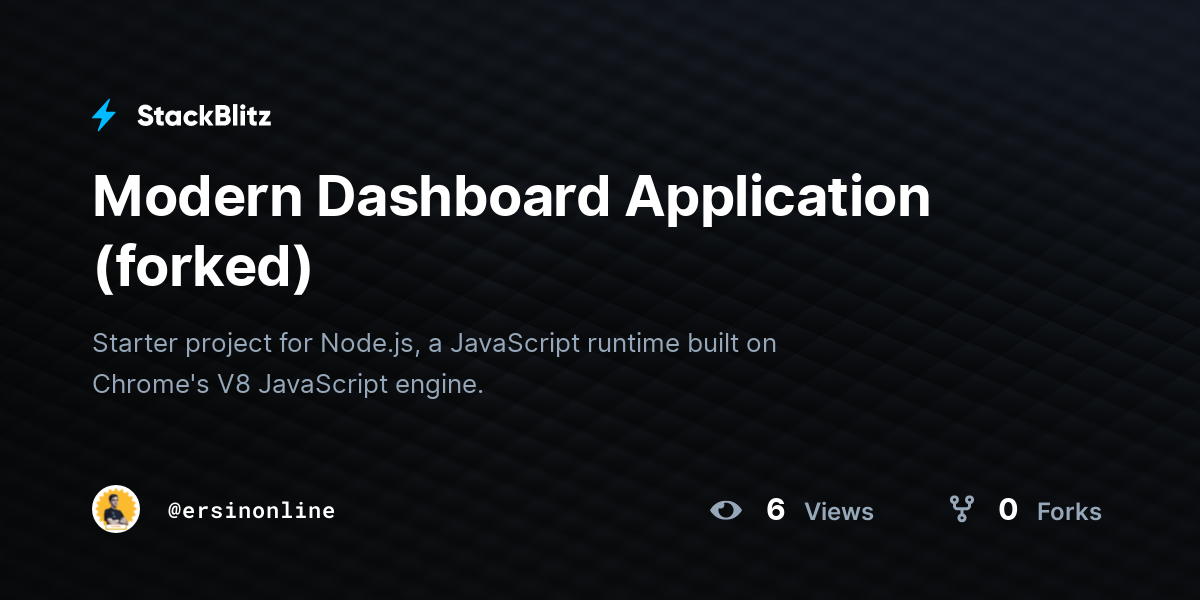 Modern Dashboard Application (forked) - StackBlitz
