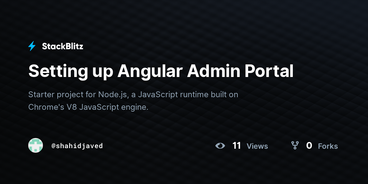 Setting up Angular Admin Portal - StackBlitz