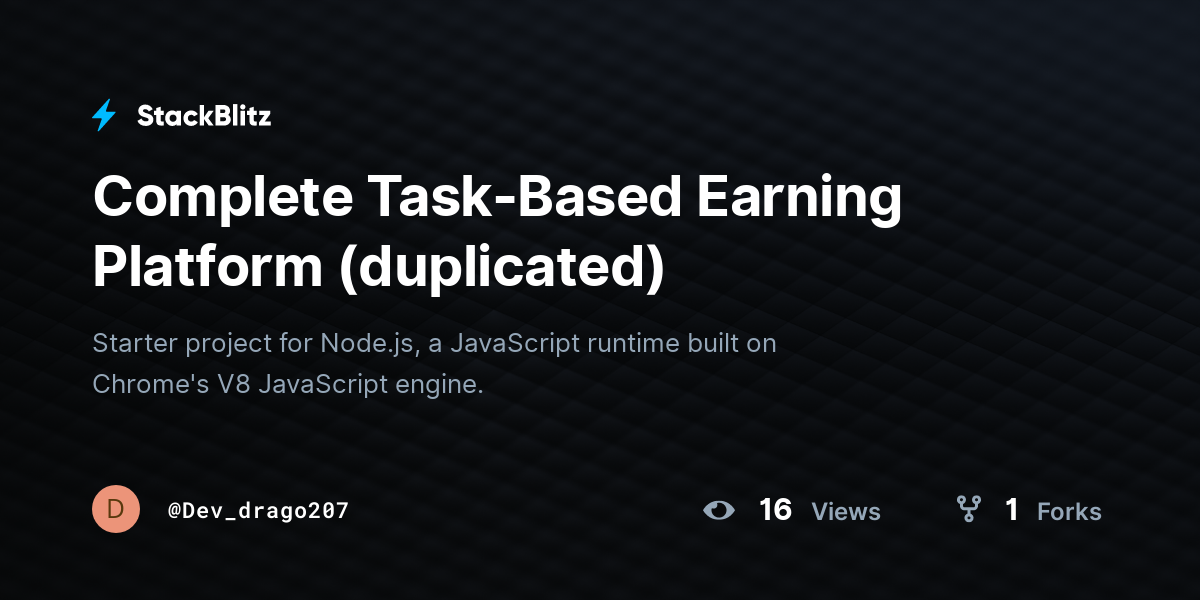 Complete Task-Based Earning Platform (duplicated) - StackBlitz