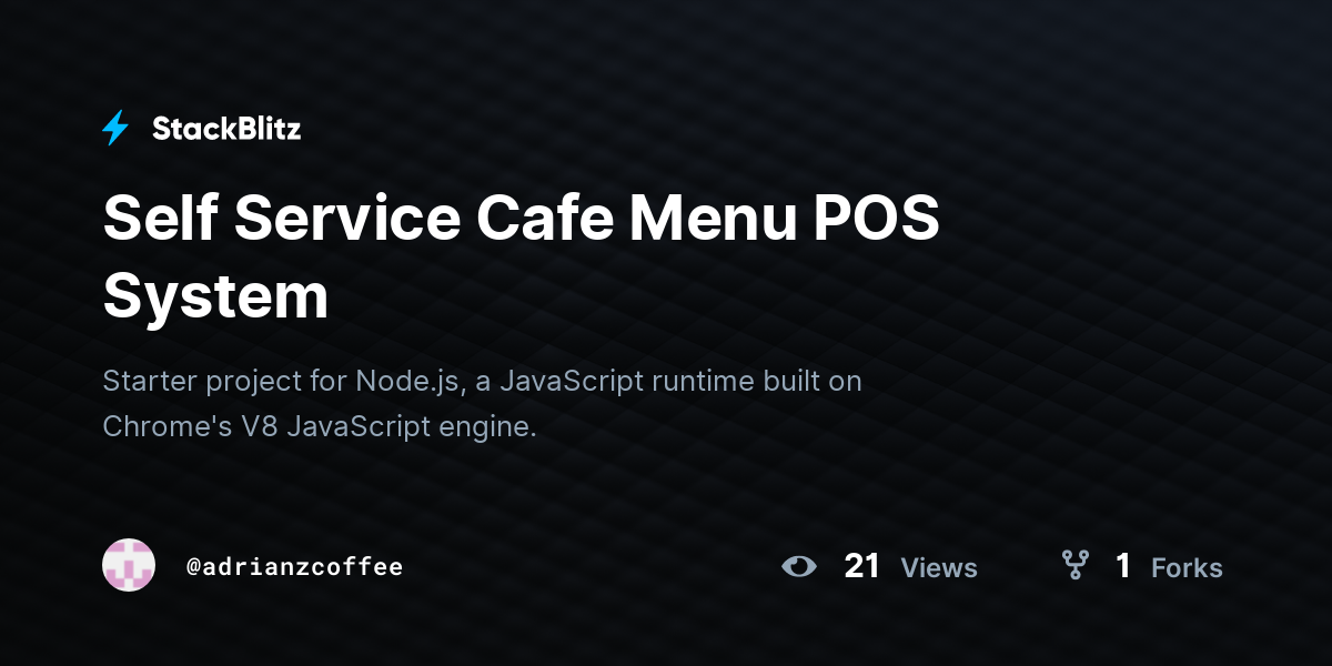 Self Service Cafe Menu POS System - StackBlitz