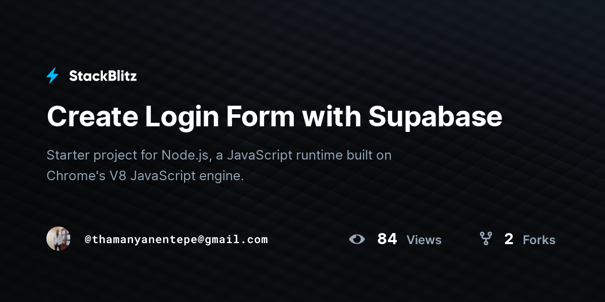 Create Login Form with Supabase - StackBlitz