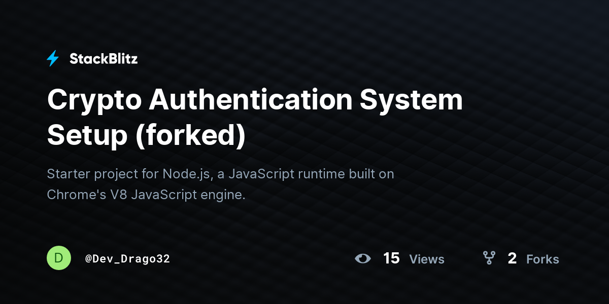 Crypto Authentication System Setup (forked) - StackBlitz