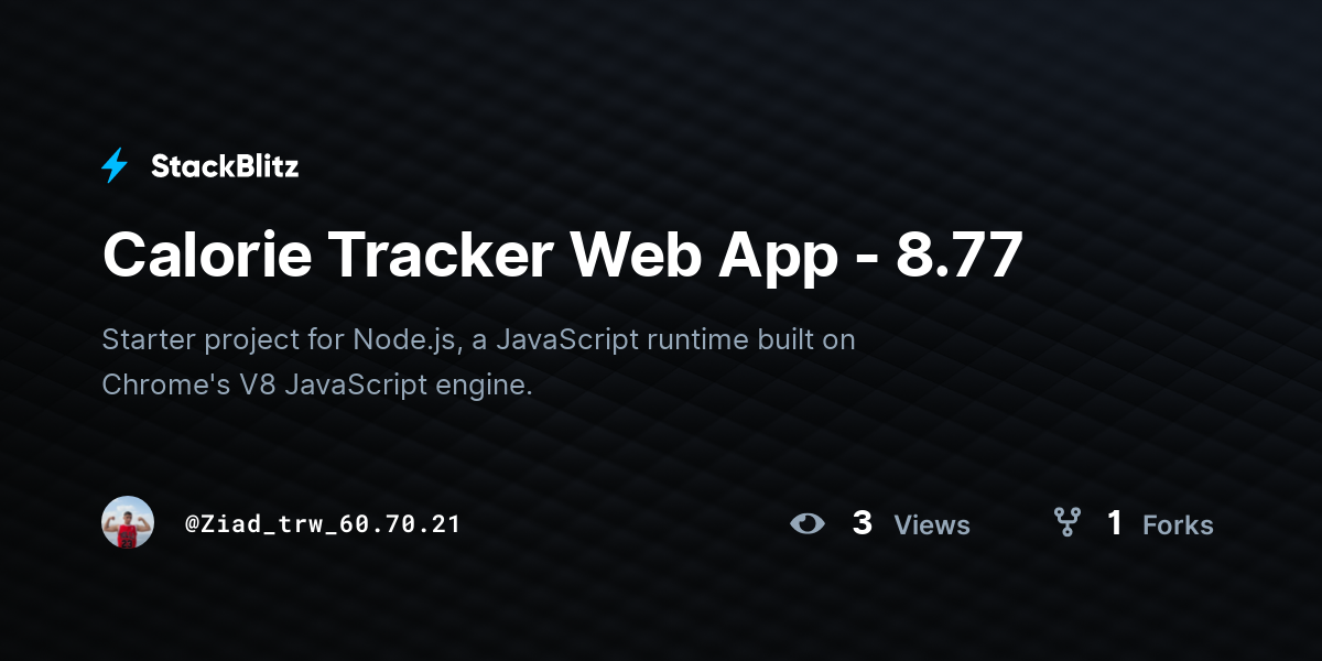Calorie Tracker Web App - 8.77 - StackBlitz