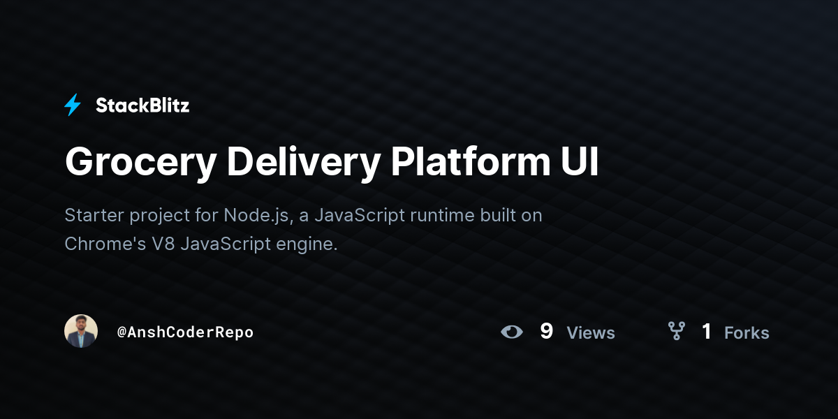 Grocery Delivery Platform UI - StackBlitz