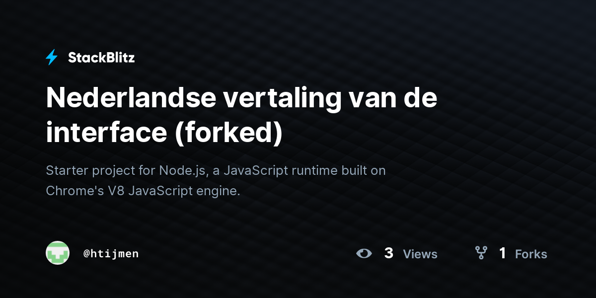 Nederlandse vertaling van de interface (forked) - StackBlitz