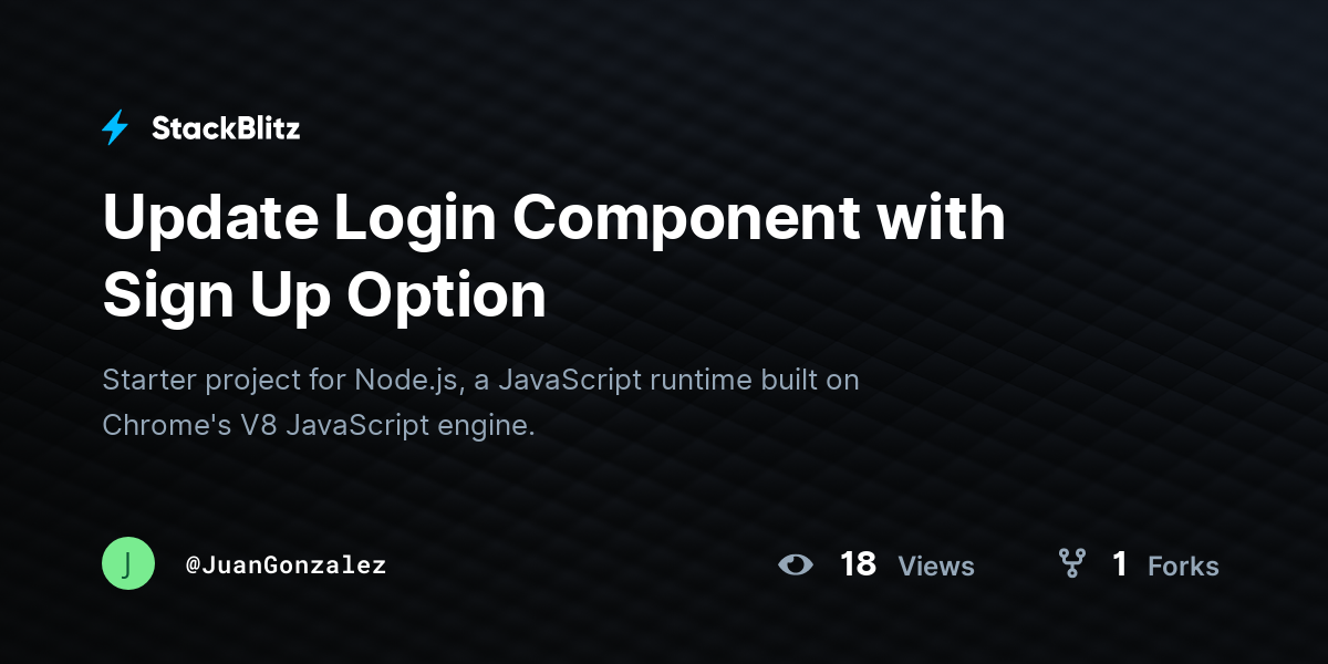Update Login Component with Sign Up Option - StackBlitz