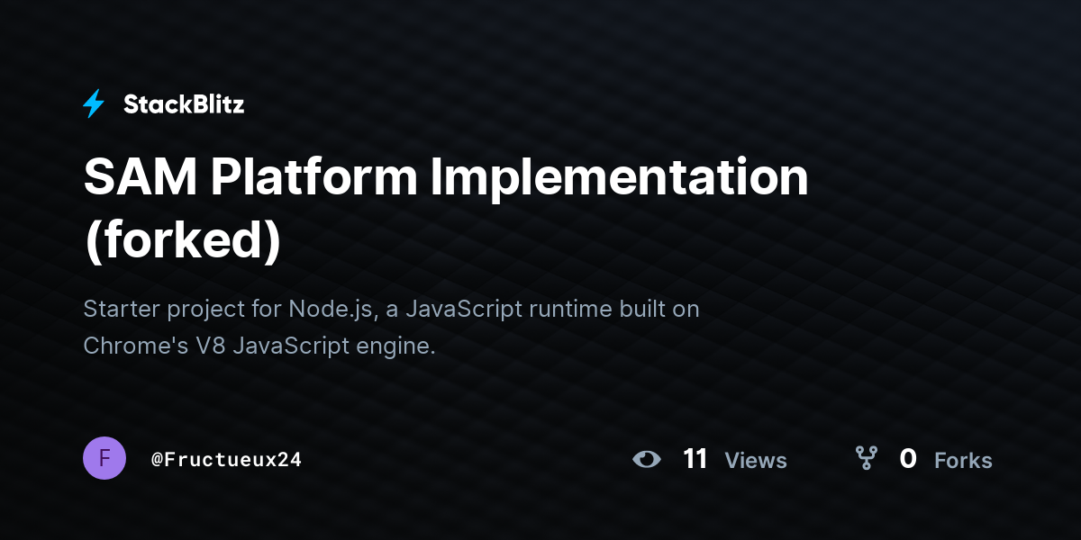 SAM Platform Implementation (forked) - StackBlitz