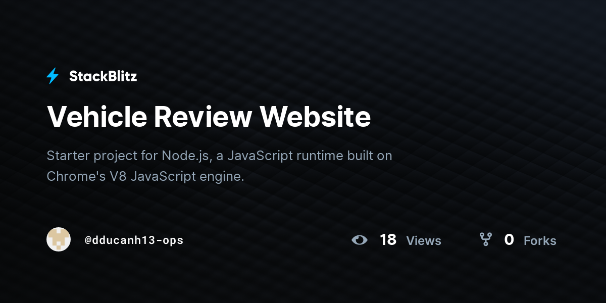 Vehicle Review Website - StackBlitz