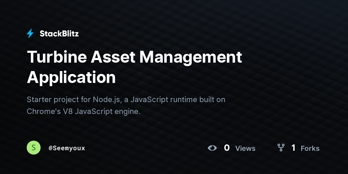 Turbine Asset Management Application - StackBlitz