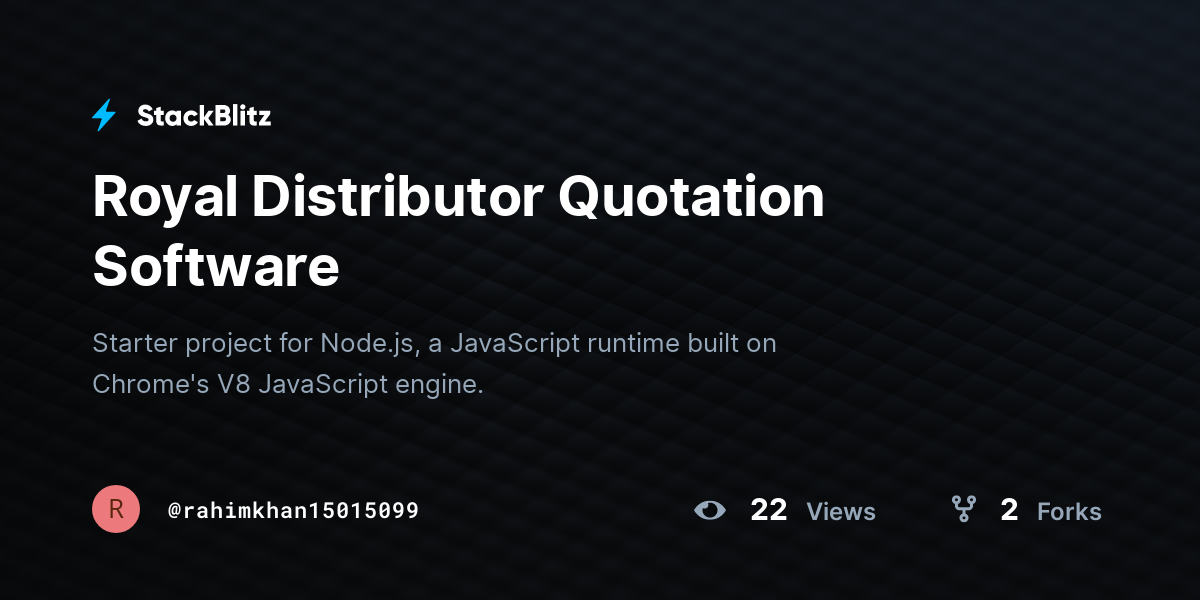 Royal Distributor Quotation Software - StackBlitz