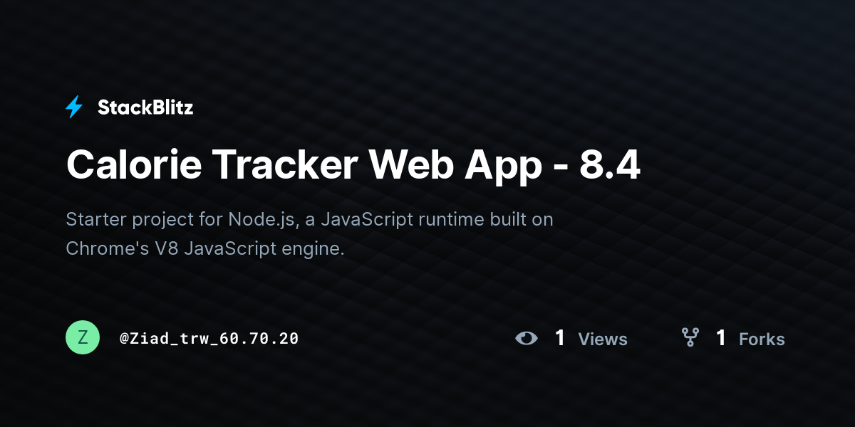 Calorie Tracker Web App - 8.4 - StackBlitz