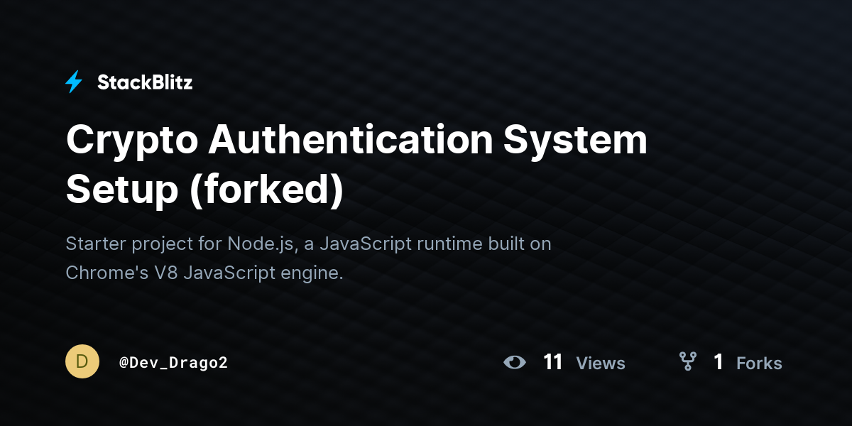 Crypto Authentication System Setup (forked) - StackBlitz