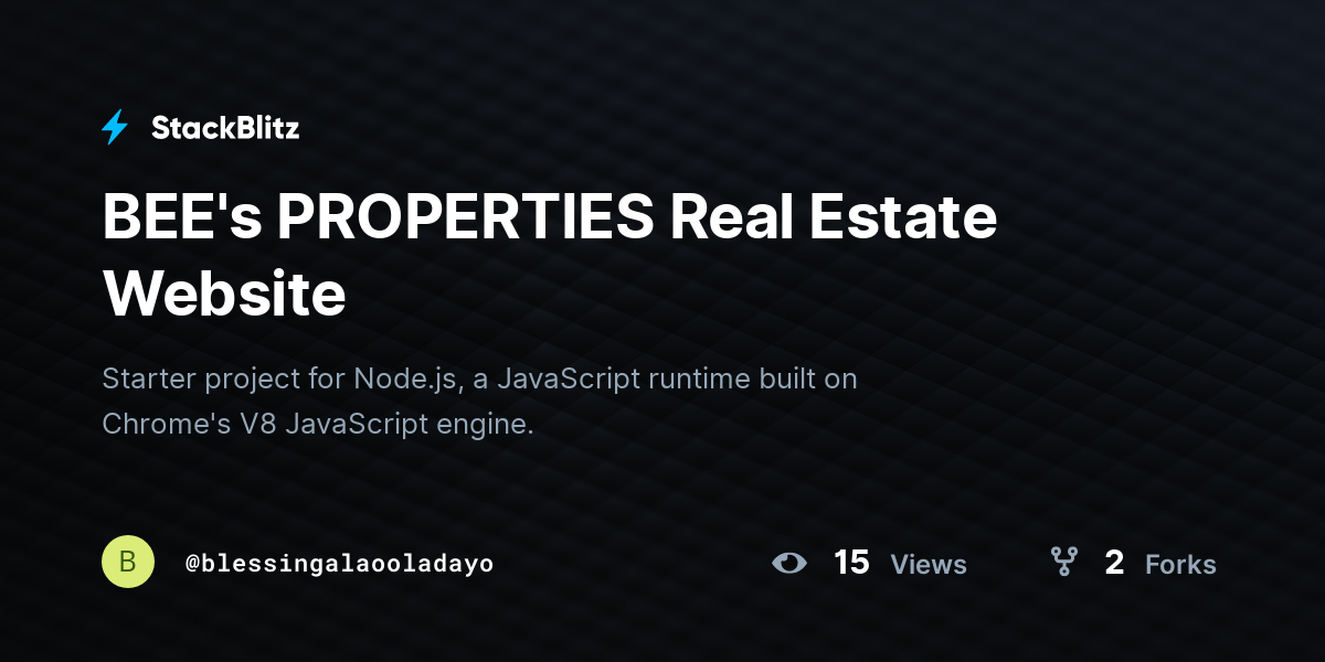 BEE's PROPERTIES Real Estate Website - StackBlitz