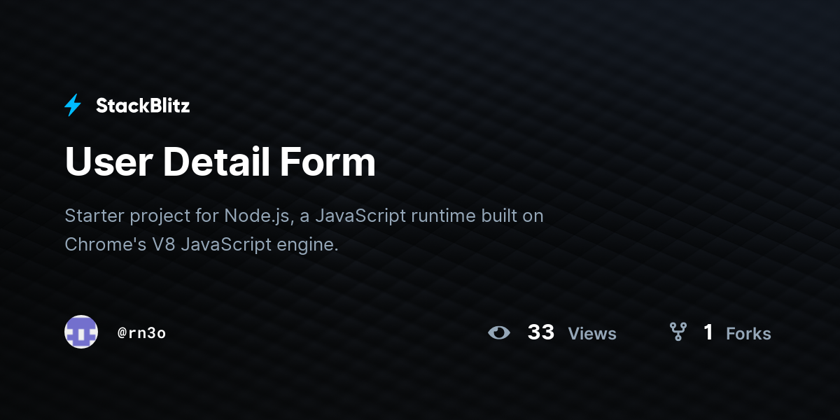 User Detail Form - StackBlitz