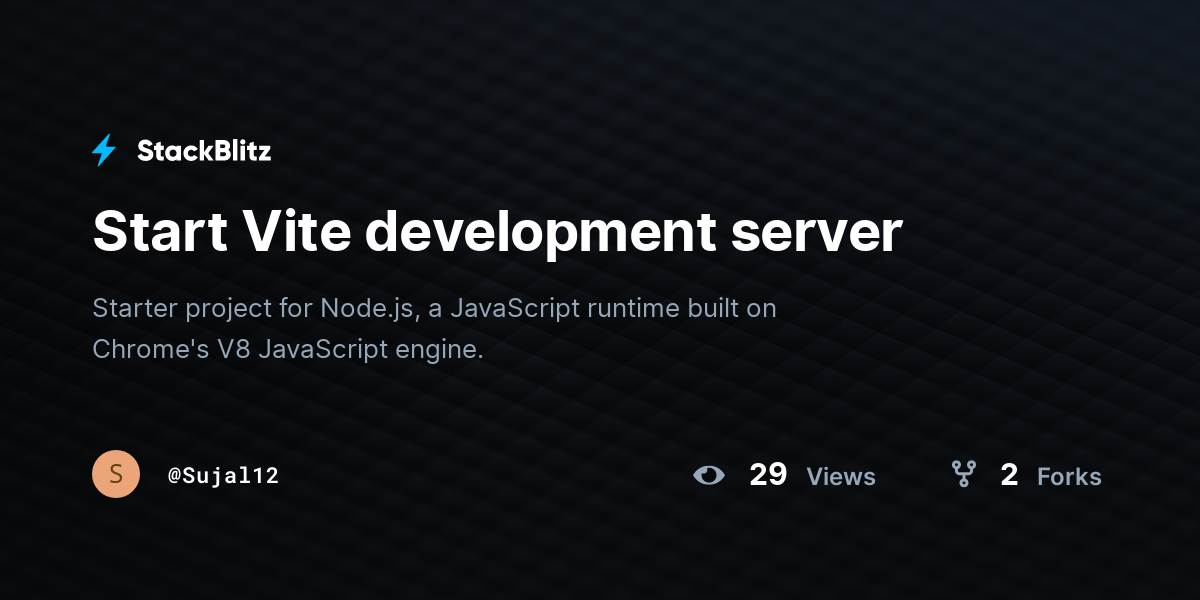 Start Vite development server - StackBlitz
