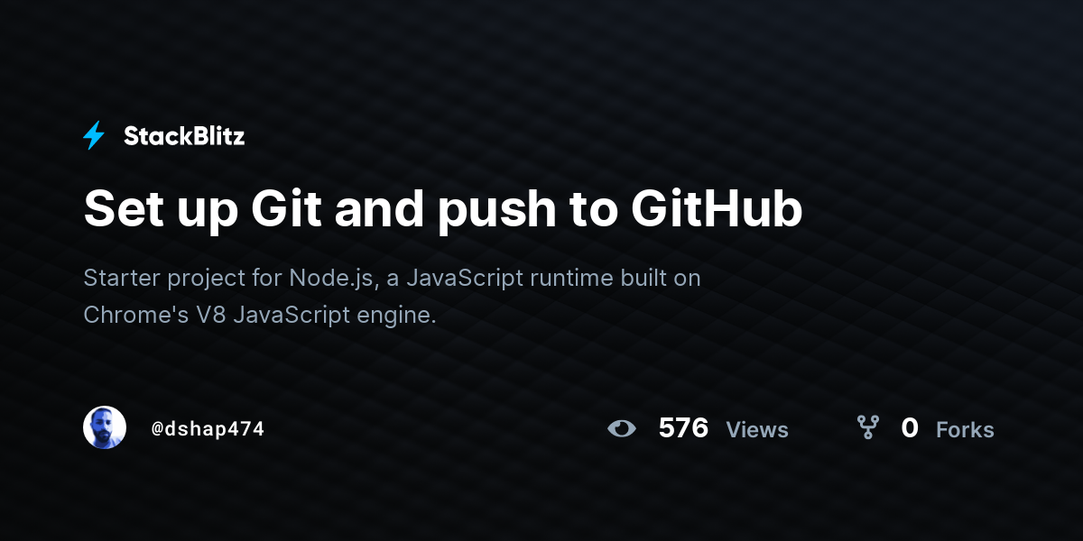 Set up Git and push to GitHub - StackBlitz