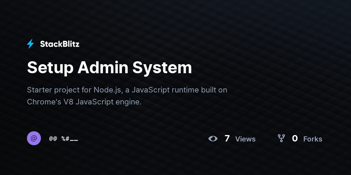 Setup Admin System - StackBlitz