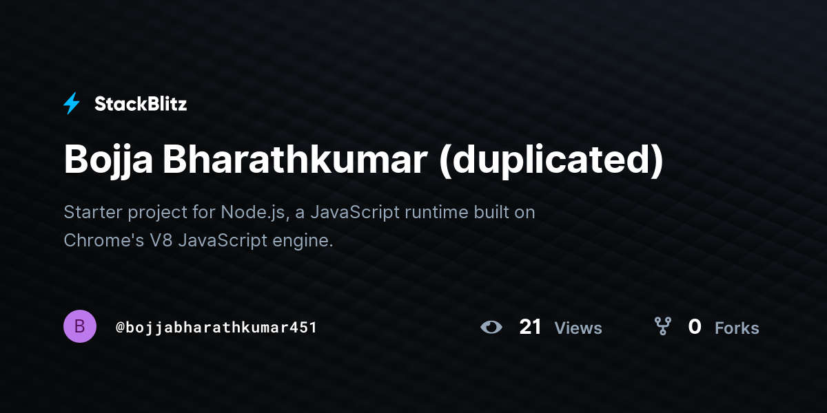 Bojja Bharathkumar (duplicated) - StackBlitz
