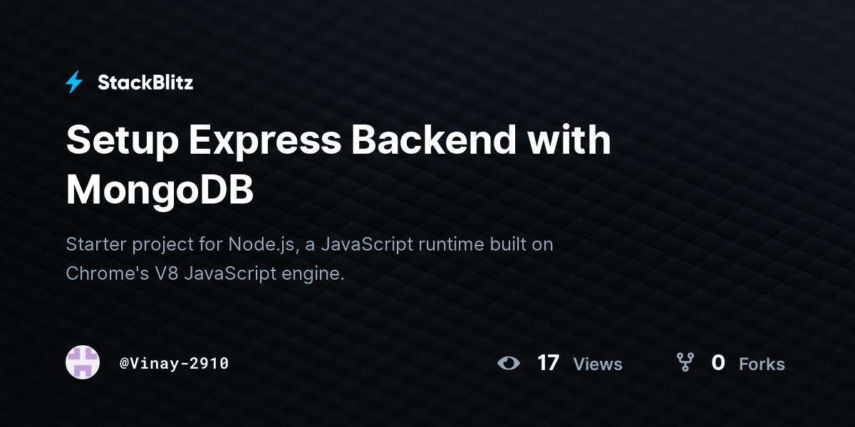 Setup Express Backend with MongoDB - StackBlitz
