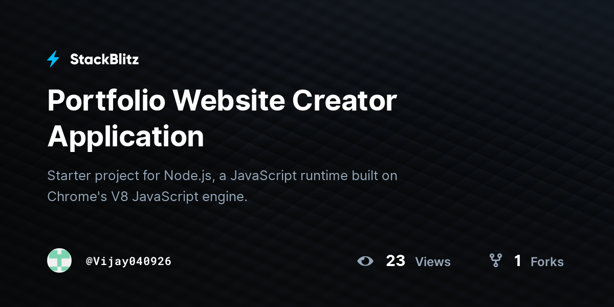 Portfolio Website Creator Application - StackBlitz