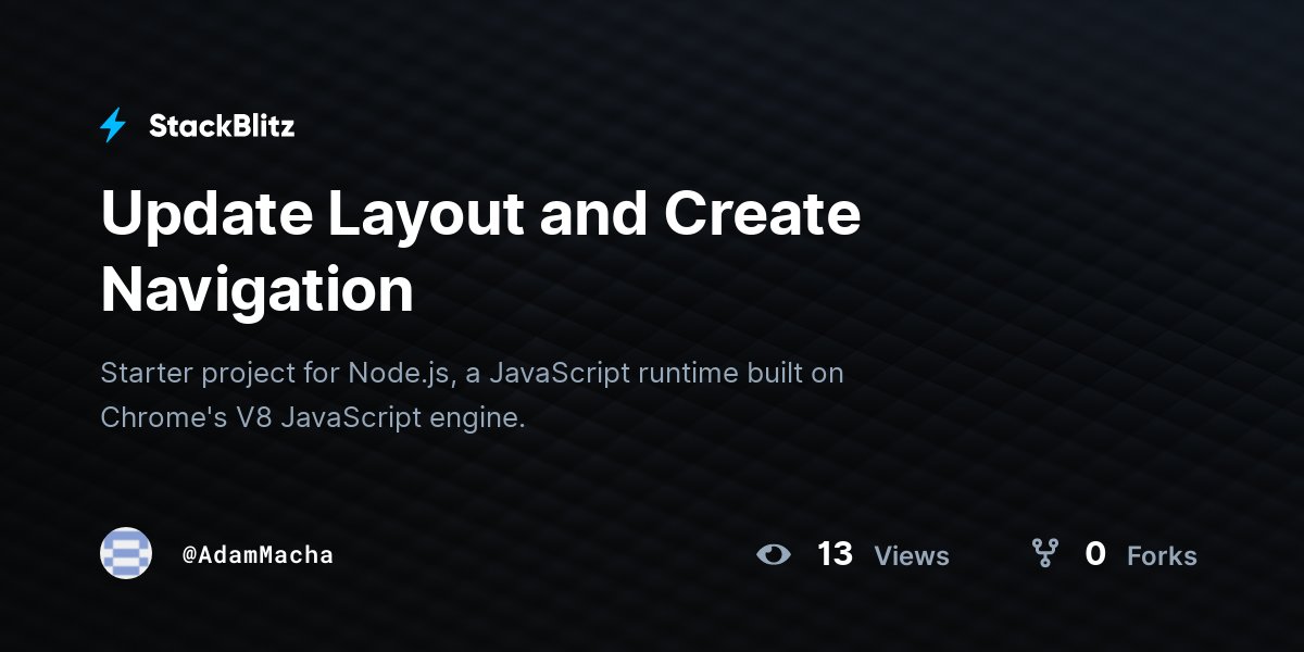Update Layout and Create Navigation - StackBlitz