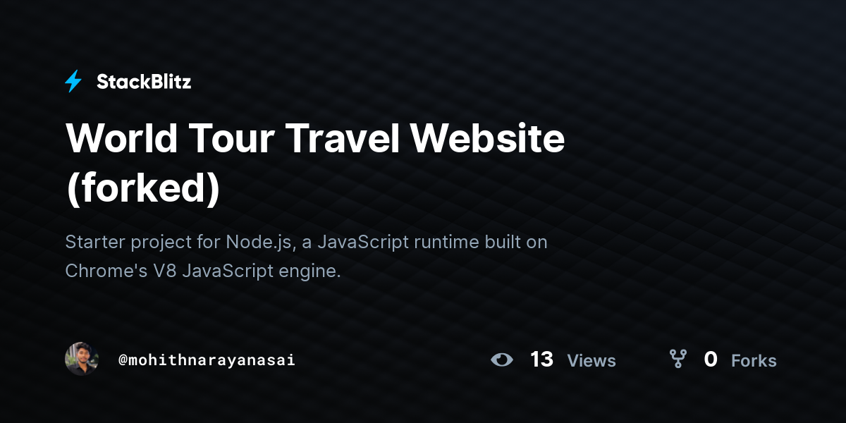 World Tour Travel Website (forked) - StackBlitz