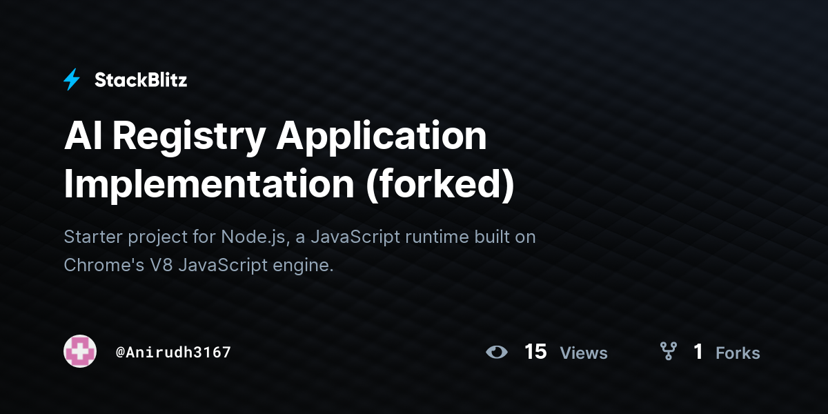 AI Registry Application Implementation (forked) - StackBlitz