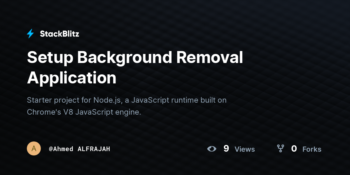 Setup Background Removal Application - StackBlitz