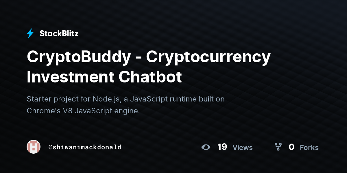 CryptoBuddy - Cryptocurrency Investment Chatbot - StackBlitz