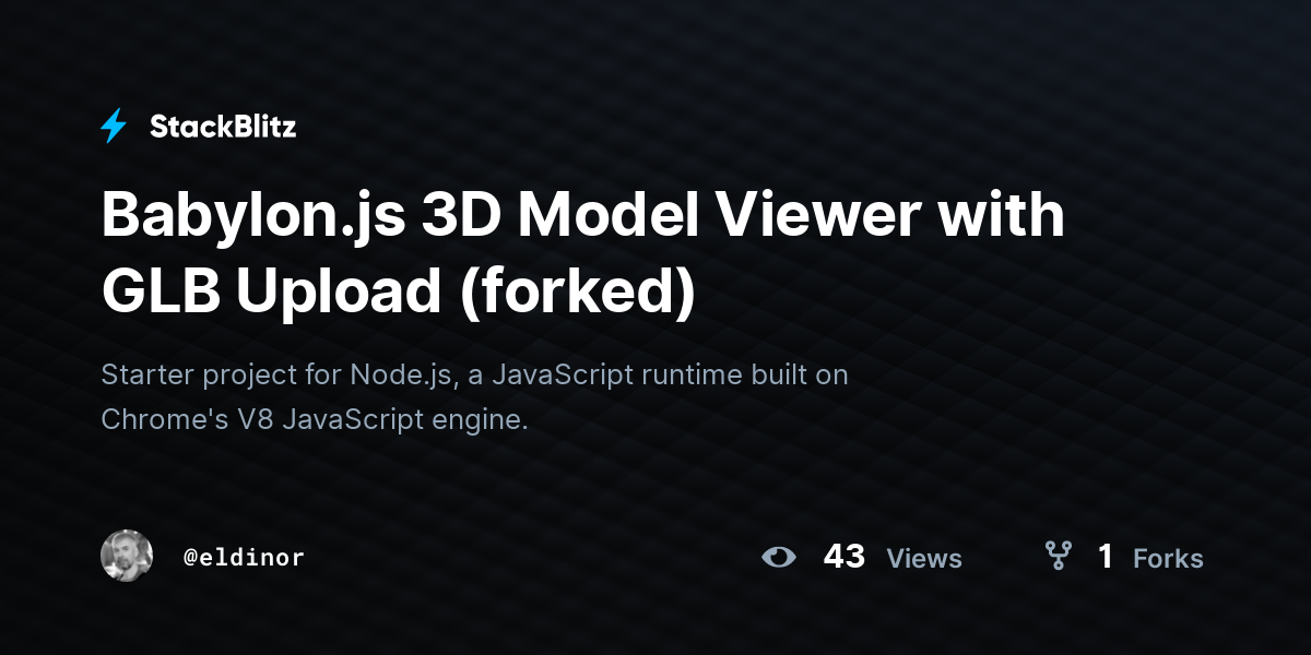 Babylon.js 3D Model Viewer with GLB Upload (forked) - StackBlitz