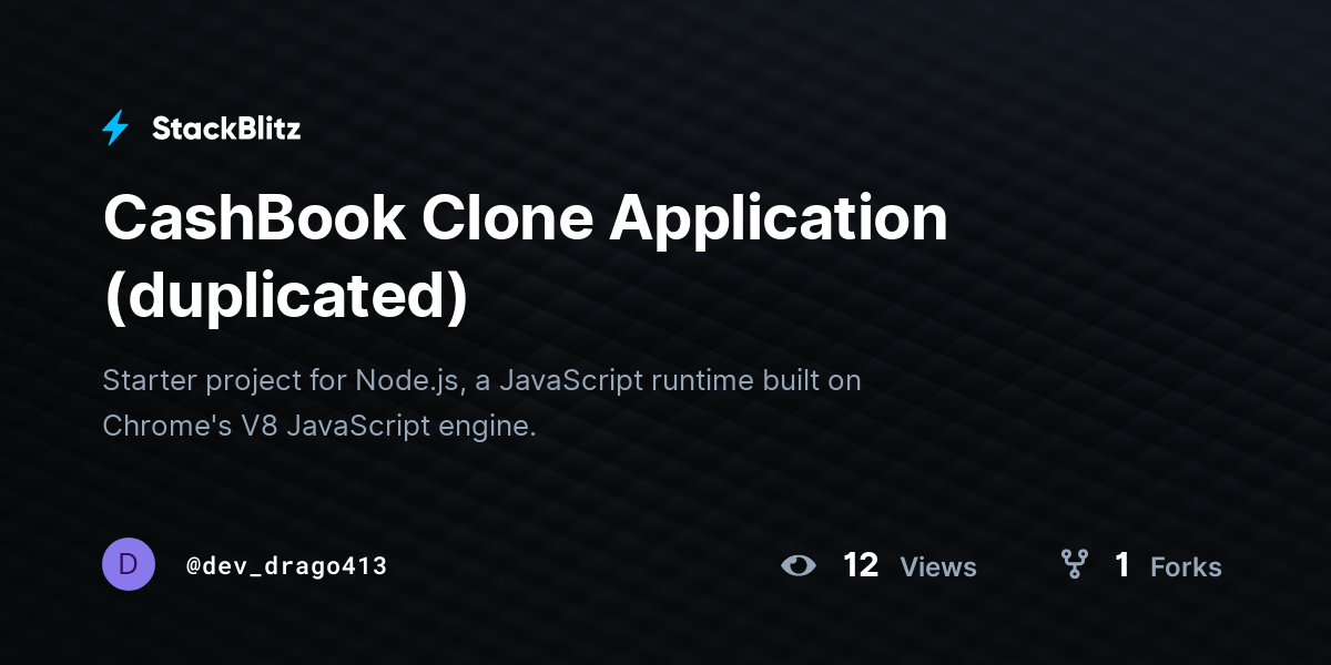 CashBook Clone Application (duplicated) - StackBlitz