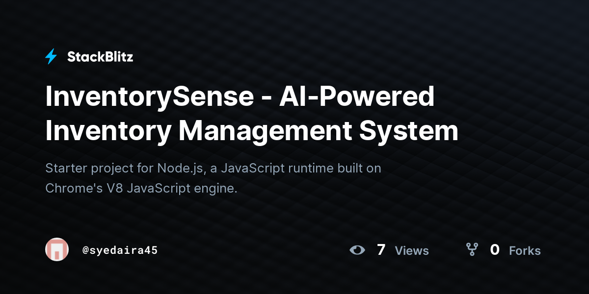 InventorySense - AI-Powered Inventory Management System - StackBlitz