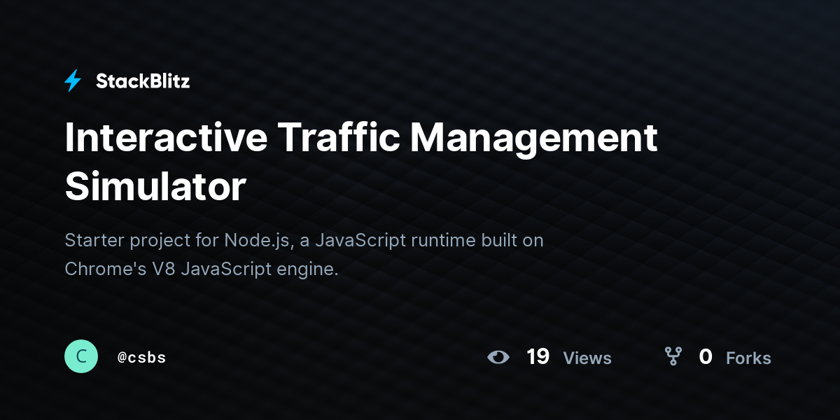 Interactive Traffic Management Simulator - StackBlitz